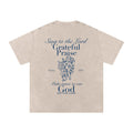 Light Grey/Blue Snow Washed Oversized Cotton T- Shirt