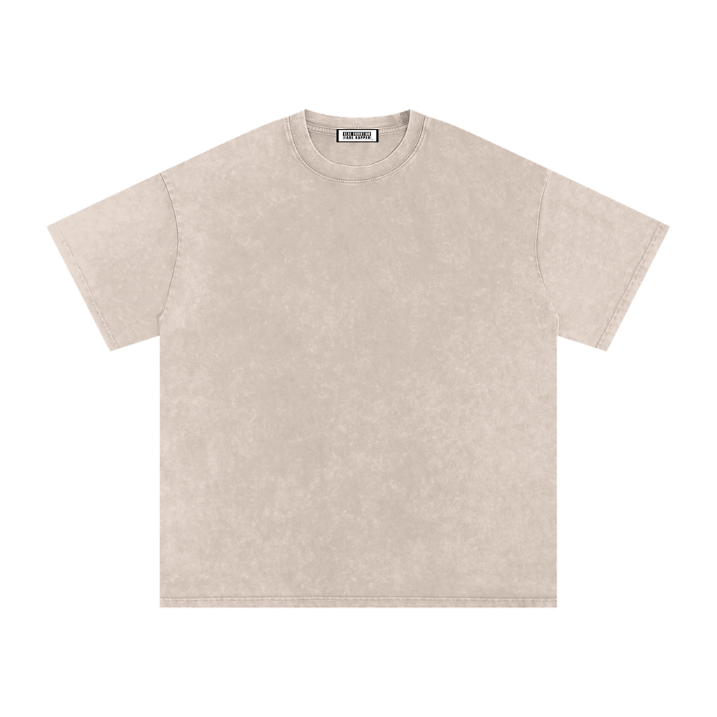 Light Grey/Blue Snow Washed Oversized Cotton T- Shirt