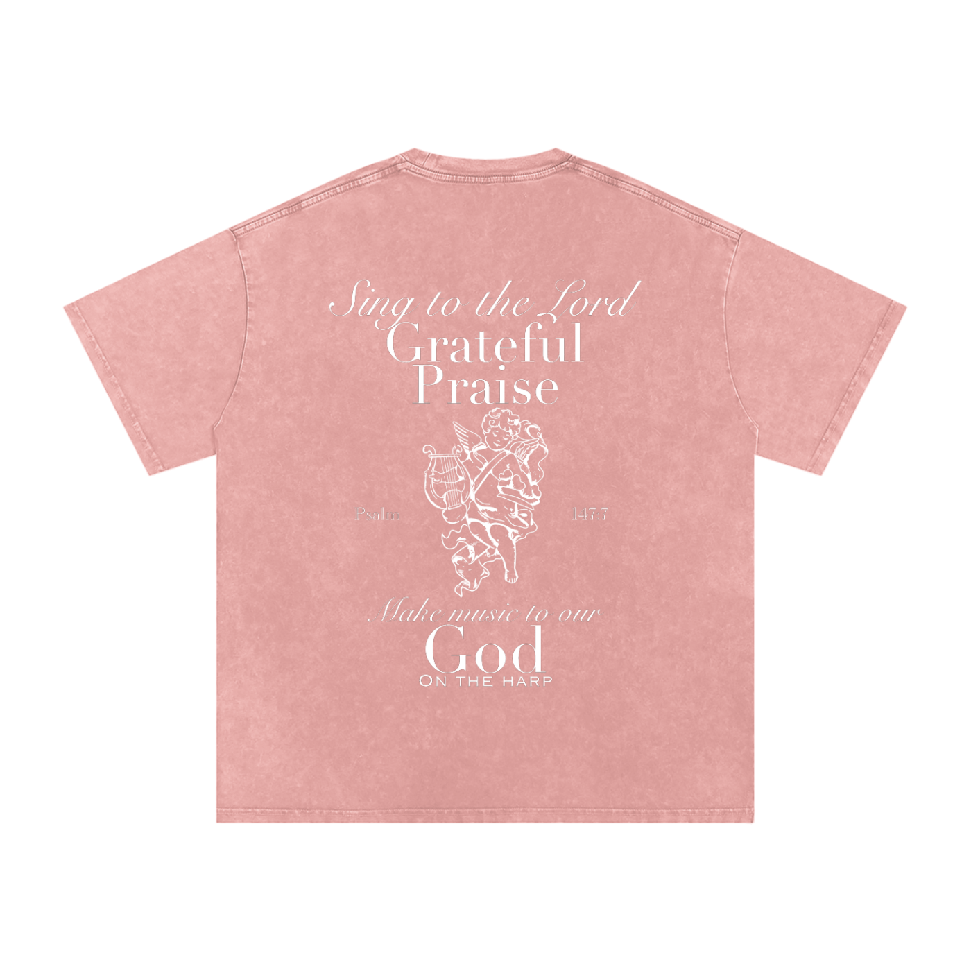 Salmon Snow Washed Oversized Cotton T-Shirt